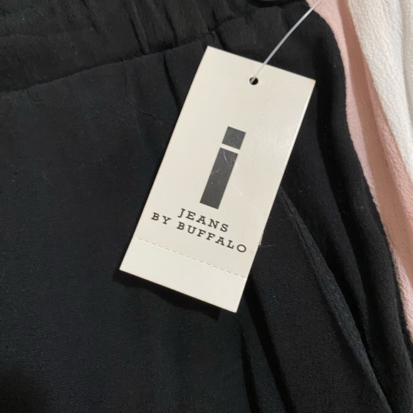 NWT jeans by buffalo black w/Pink& white stripe pants M - Picture 3 of 7